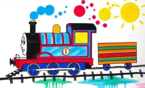 幼儿园托马斯火车创意画