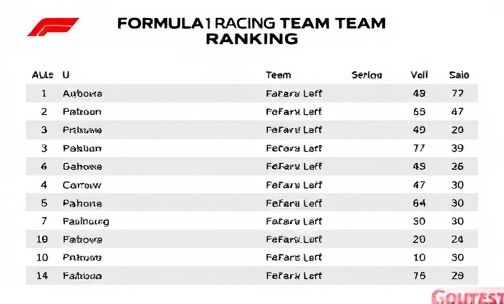 f1方程式赛车车队排名
